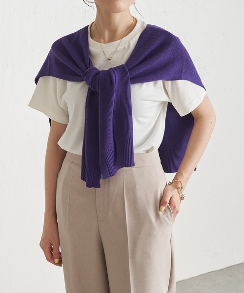 PAPILLONNER（パピヨネ）の「スタイリングにプラス1/カーディガン風ストール/PAPILLONNER/パピヨネ（ストール/ショール・レディース・ベージュ/パープル/ネイビー・FREE）」の9枚目の写真