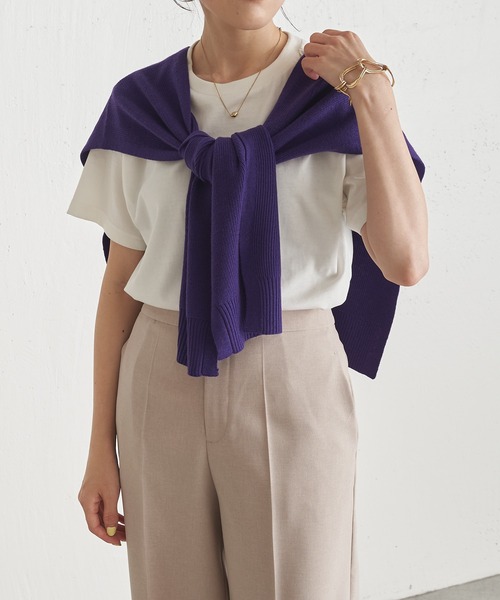 PAPILLONNER（パピヨネ）の「スタイリングにプラス1/カーディガン風ストール/PAPILLONNER/パピヨネ（ストール/ショール・レディース・ベージュ/パープル/ネイビー・FREE）」の8枚目の写真