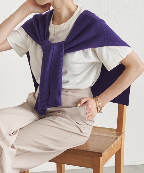 PAPILLONNER（パピヨネ）の「スタイリングにプラス1/カーディガン風ストール/PAPILLONNER/パピヨネ（ストール/ショール・レディース・ベージュ/パープル/ネイビー・FREE）」の13枚目の写真