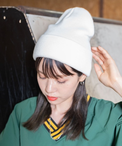 WEGO（ウィゴー）の「WEGO/カラービーニー（ニットキャップ/ビーニー・メンズ・ホワイト/ブラック・FREE）」の6枚目の写真