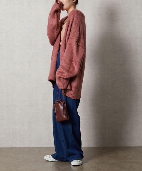 FREAK'S STORE（フリークスストア）の「【限定展開】深Vネックシャギー2WAYニットカーディガン（カーディガン/ボレロ・レディース・オレンジ/ベージュ/ピンク/グレー/グリーン/パープル/ブルー/ブラック・ﾌﾘ-）」の11枚目の写真