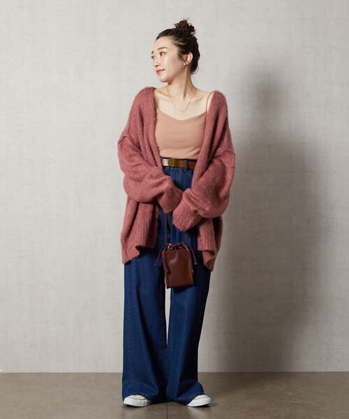 FREAK'S STORE（フリークスストア）の「【限定展開】深Vネックシャギー2WAYニットカーディガン（カーディガン/ボレロ・レディース・オレンジ/ベージュ/ピンク/グレー/グリーン/パープル/ブルー/ブラック・ﾌﾘ-）」の13枚目の写真