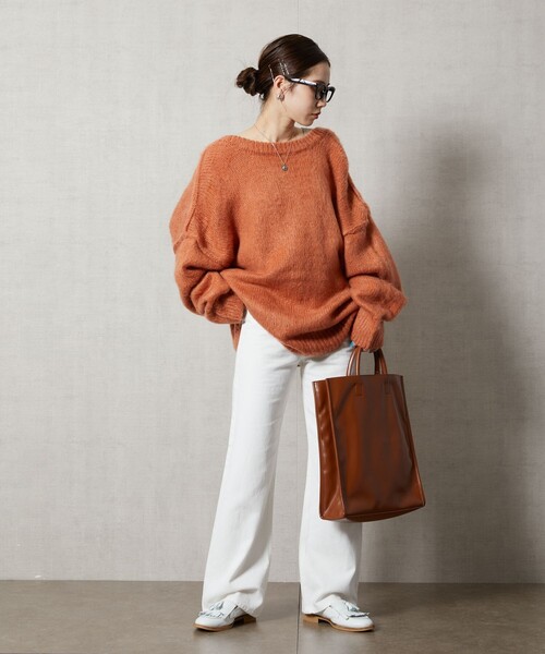 FREAK'S STORE（フリークスストア）の「【限定展開】深Vネックシャギー2WAYニットカーディガン（カーディガン/ボレロ・レディース・オレンジ/ベージュ/ピンク/グレー/グリーン/パープル/ブルー/ブラック・ﾌﾘ-）」の18枚目の写真