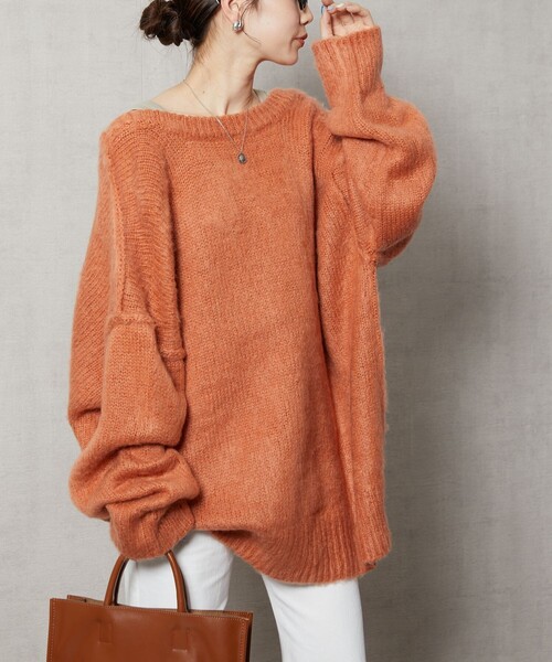 FREAK'S STORE（フリークスストア）の「【限定展開】深Vネックシャギー2WAYニットカーディガン（カーディガン/ボレロ・レディース・オレンジ/ベージュ/ピンク/グレー/グリーン/パープル/ブルー/ブラック・ﾌﾘ-）」の19枚目の写真