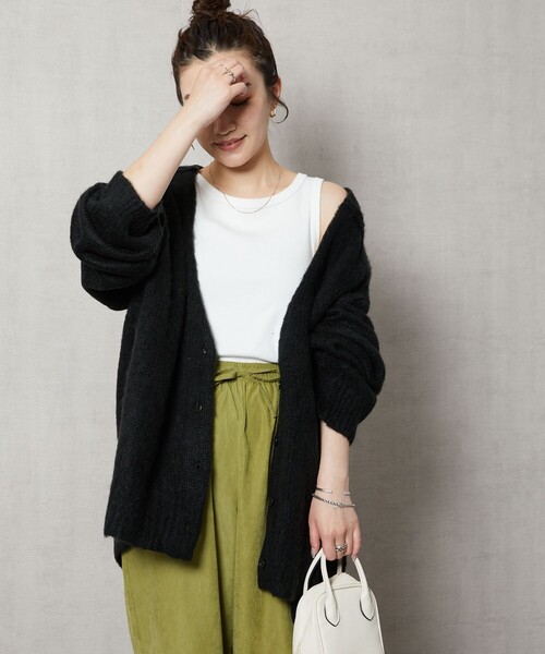 FREAK'S STORE（フリークスストア）の「【限定展開】深Vネックシャギー2WAYニットカーディガン（カーディガン/ボレロ・レディース・オレンジ/ベージュ/ピンク/グレー/グリーン/パープル/ブルー/ブラック・ﾌﾘ-）」の22枚目の写真