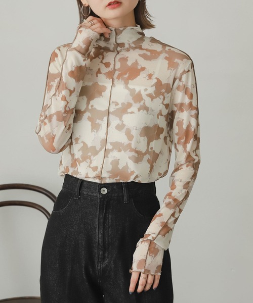 SENSE OF PLACE by URBAN RESEARCH（センスオブプレイスバイアーバンリサーチ）の「シアーハイネックトップ（Tシャツ/カットソー・レディース・アイボリー/ブラウン系その他/パープル系その他/ブラウン・ONE）」の7枚目の写真