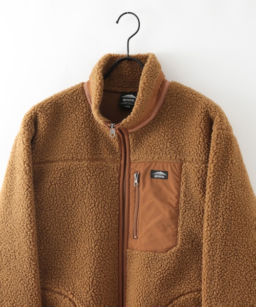 OUTDOOR PRODUCTS APPAREL（アウトドアプロダクツアパレル）の「防風ボアスタンドカラ―ブルゾン  ボアフリースジャケット　モコモコ（ブルゾン・メンズ・ブラック/ネイビー/アイボリー/ダークベージュ/ホワイト系その他/ホワイト系その他2/カーキ・MEDIUM/X-LARGE/LARGE/SMALL）」の12枚目の写真