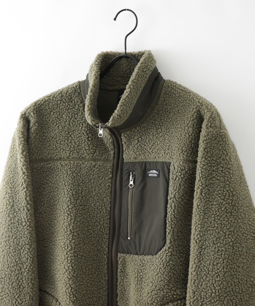 OUTDOOR PRODUCTS APPAREL（アウトドアプロダクツアパレル）の「防風ボアスタンドカラ―ブルゾン  ボアフリースジャケット　モコモコ（ブルゾン・メンズ・ブラック/ネイビー/アイボリー/ダークベージュ/ホワイト系その他/ホワイト系その他2/カーキ・MEDIUM/X-LARGE/LARGE/SMALL）」の13枚目の写真
