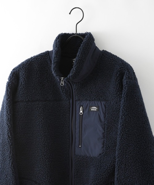 OUTDOOR PRODUCTS APPAREL（アウトドアプロダクツアパレル）の「防風ボアスタンドカラ―ブルゾン  ボアフリースジャケット　モコモコ（ブルゾン・メンズ・ブラック/ネイビー/アイボリー/ダークベージュ/ホワイト系その他/ホワイト系その他2/カーキ・MEDIUM/X-LARGE/LARGE/SMALL）」の14枚目の写真