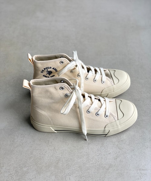 U.S. POLO ASSN.（ユーエスポロアッスン）の「1ポイントロゴ刺繍ハイカットスニーカー LADYS レディース（スニーカー・レディース・ブラック/ベージュ/オフホワイト・SMALL/MEDIUM/LARGE）」の7枚目の写真