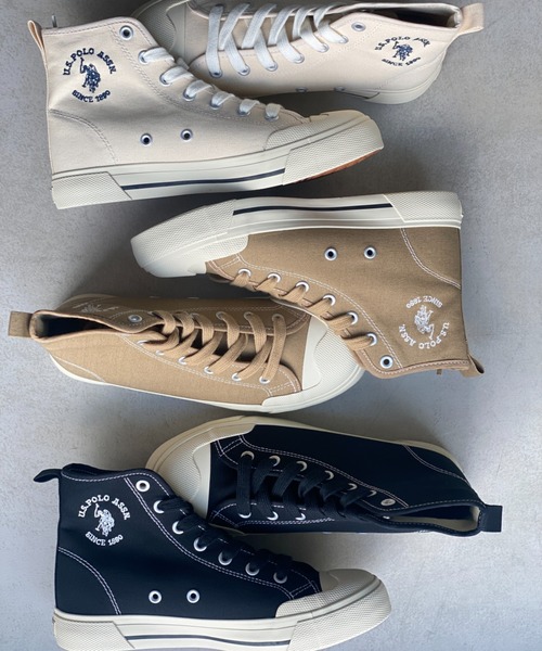 U.S. POLO ASSN.（ユーエスポロアッスン）の「1ポイントロゴ刺繍ハイカットスニーカー LADYS レディース（スニーカー・レディース・ブラック/ベージュ/オフホワイト・SMALL/MEDIUM/LARGE）」の12枚目の写真