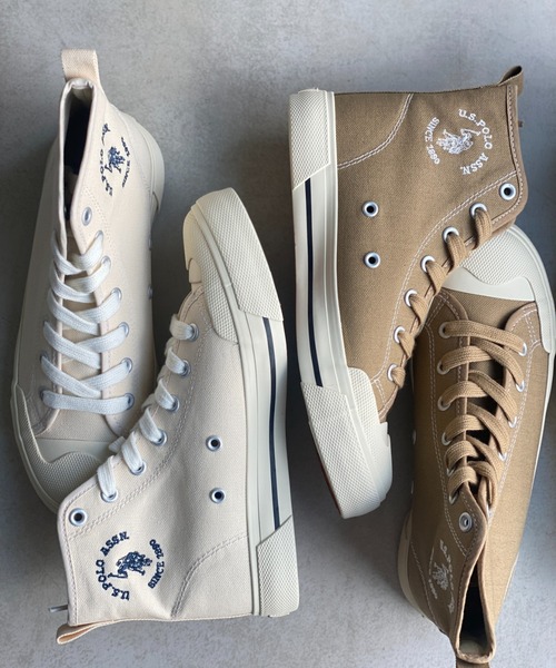 U.S. POLO ASSN.（ユーエスポロアッスン）の「1ポイントロゴ刺繍ハイカットスニーカー LADYS レディース（スニーカー・レディース・ブラック/ベージュ/オフホワイト・SMALL/MEDIUM/LARGE）」の9枚目の写真