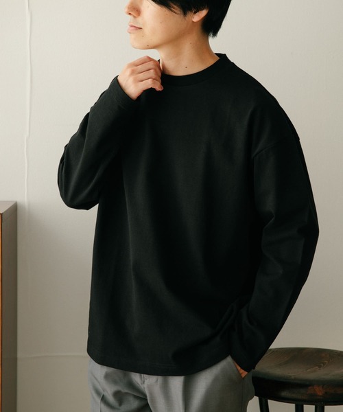 ITEMS URBANRESEARCH（アイテムズ アーバンリサーチ）の「度詰天竺オーバーサイズロングスリーブカットソー（Tシャツ/カットソー・メンズ・オフホワイト/ブラック/ネイビー・MEDIUM/LARGE）」の9枚目の写真