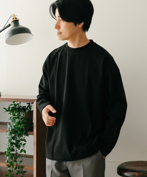 ITEMS URBANRESEARCH（アイテムズ アーバンリサーチ）の「度詰天竺オーバーサイズロングスリーブカットソー（Tシャツ/カットソー・メンズ・オフホワイト/ブラック/ネイビー・MEDIUM/LARGE）」の10枚目の写真