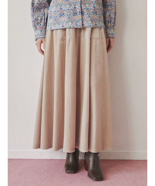 merry jenny（メリージェニー）の「ハイウエストベロアロングスカート（スカート・レディース・ボルドー/アイボリー/ブラック・FREE）」の5枚目の写真