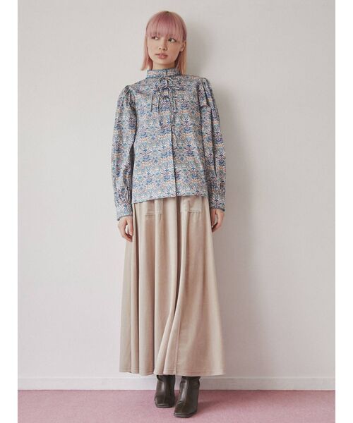 merry jenny（メリージェニー）の「ハイウエストベロアロングスカート（スカート・レディース・ボルドー/アイボリー/ブラック・FREE）」の7枚目の写真