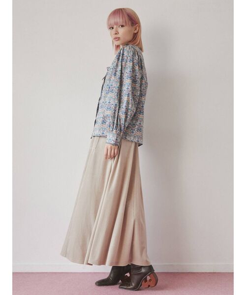 merry jenny（メリージェニー）の「ハイウエストベロアロングスカート（スカート・レディース・ボルドー/アイボリー/ブラック・FREE）」の9枚目の写真