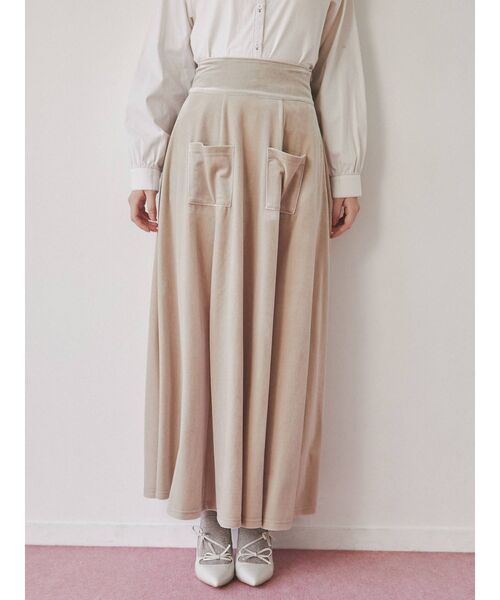 merry jenny（メリージェニー）の「ハイウエストベロアロングスカート（スカート・レディース・ボルドー/アイボリー/ブラック・FREE）」の12枚目の写真