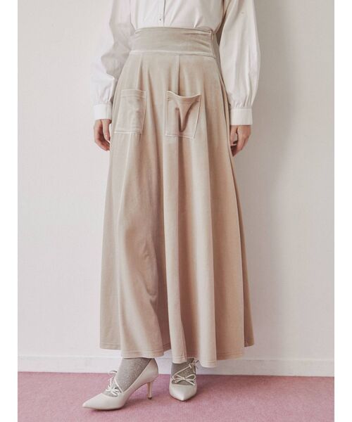 merry jenny（メリージェニー）の「ハイウエストベロアロングスカート（スカート・レディース・ボルドー/アイボリー/ブラック・FREE）」の13枚目の写真