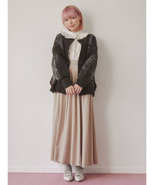 merry jenny（メリージェニー）の「ハイウエストベロアロングスカート（スカート・レディース・ボルドー/アイボリー/ブラック・FREE）」の20枚目の写真