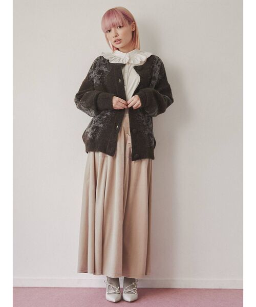 merry jenny（メリージェニー）の「ハイウエストベロアロングスカート（スカート・レディース・ボルドー/アイボリー/ブラック・FREE）」の21枚目の写真