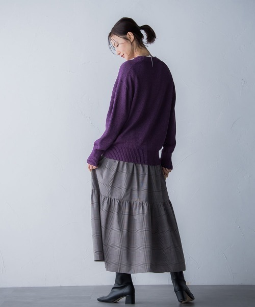 LAUTREAMONT(ロートレアモン)の「ミックスVネックカーディガン≪洗える≫(カーディガン/ボレロ・レディース・パープル/ブラック系その他/ベージュ・9号)」の18枚目の写真