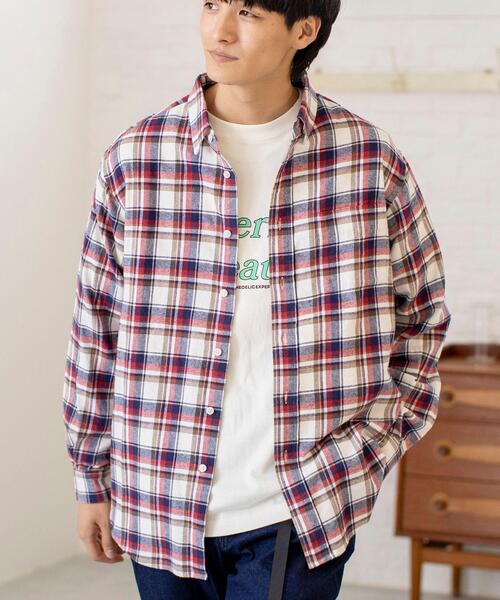 coen（コーエン）の「ビエラネルチェックレギュラーカラーシャツ（シャツ/ブラウス・メンズ・オフホワイト/コバルトブルー/レッド/イエロー/ネイビー/ブラウン・MEDIUM/SMALL/LARGE/X-LARGE）」の3枚目の写真