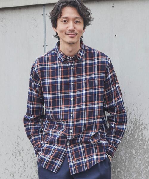 coen（コーエン）の「ビエラネルチェックレギュラーカラーシャツ（シャツ/ブラウス・メンズ・オフホワイト/コバルトブルー/レッド/イエロー/ネイビー/ブラウン・MEDIUM/SMALL/LARGE/X-LARGE）」の4枚目の写真