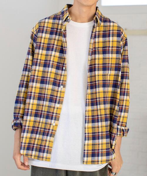 coen（コーエン）の「ビエラネルチェックレギュラーカラーシャツ（シャツ/ブラウス・メンズ・オフホワイト/コバルトブルー/レッド/イエロー/ネイビー/ブラウン・MEDIUM/SMALL/LARGE/X-LARGE）」の5枚目の写真