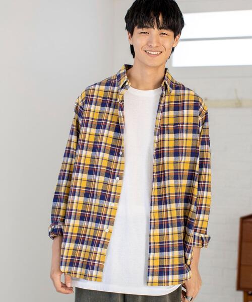 coen（コーエン）の「ビエラネルチェックレギュラーカラーシャツ（シャツ/ブラウス・メンズ・オフホワイト/コバルトブルー/レッド/イエロー/ネイビー/ブラウン・MEDIUM/SMALL/LARGE/X-LARGE）」の18枚目の写真