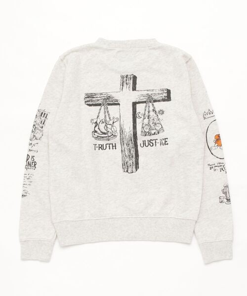 Black Weirdos(ブラックウィドウ)の「black Weirdos Cady Tattoo Sweat Shirt(Kids) (22AW-KD01)(スウェット・キッズ・グレー・LARGE)」の2枚目の写真