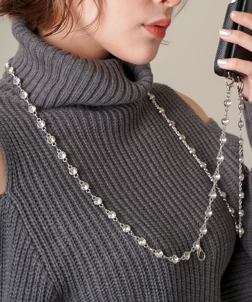 SPINNS（スピンズ）の「【選べるスマホショルダー】ラインストーンチェーンストラップ（スマホグッズ・レディース・シルバー/ブルー/ピンク・ONESIZE）」の7枚目の写真