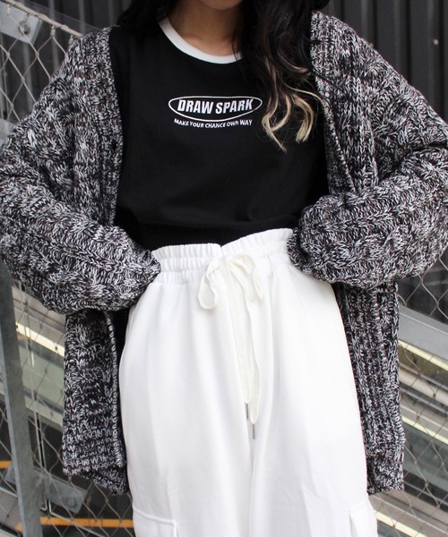 INGNI（イング）の「メランジケーブルVネックカーディガン（カーディガン/ボレロ・レディース・ブラック/グリーン/パープル・M）」の2枚目の写真