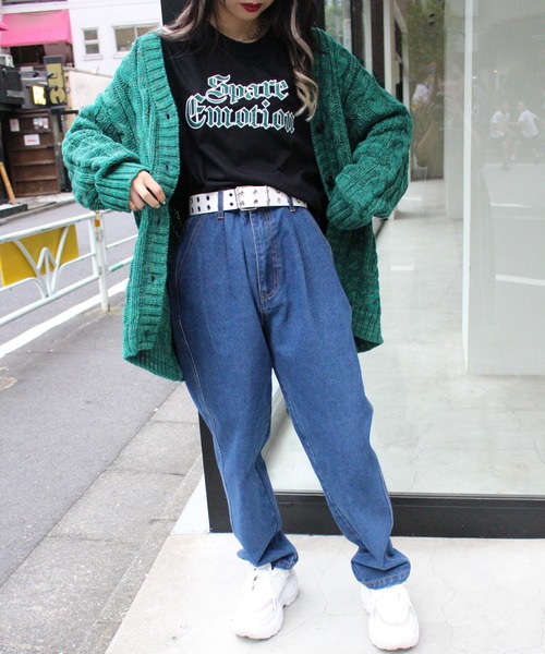 INGNI（イング）の「メランジケーブルVネックカーディガン（カーディガン/ボレロ・レディース・ブラック/グリーン/パープル・M）」の6枚目の写真