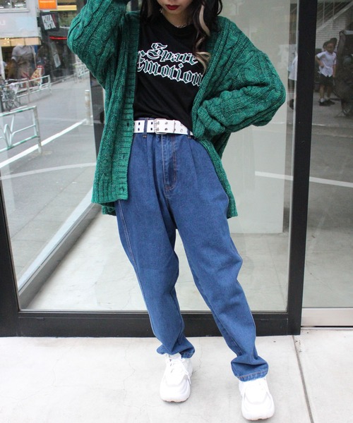 INGNI（イング）の「メランジケーブルVネックカーディガン（カーディガン/ボレロ・レディース・ブラック/グリーン/パープル・M）」の7枚目の写真