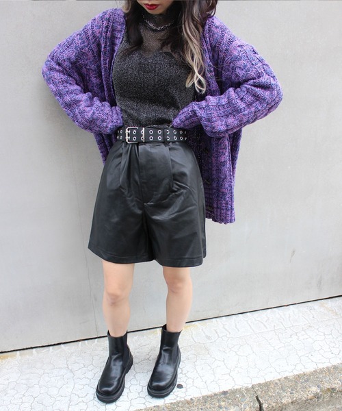 INGNI（イング）の「メランジケーブルVネックカーディガン（カーディガン/ボレロ・レディース・ブラック/グリーン/パープル・M）」の9枚目の写真