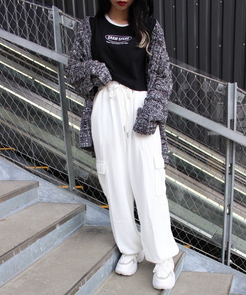 INGNI（イング）の「メランジケーブルVネックカーディガン（カーディガン/ボレロ・レディース・ブラック/グリーン/パープル・M）」の5枚目の写真