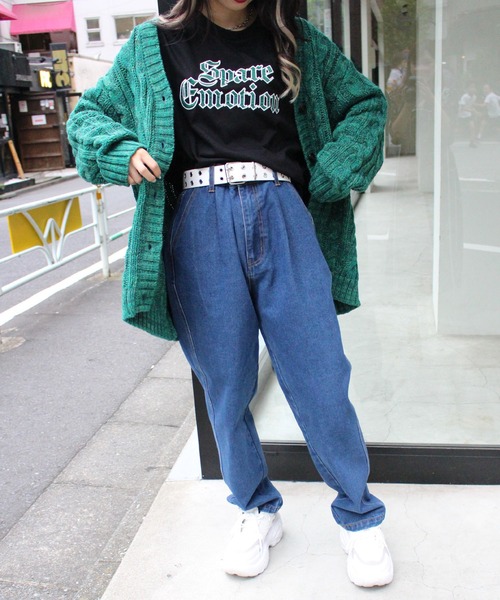 INGNI（イング）の「メランジケーブルVネックカーディガン（カーディガン/ボレロ・レディース・ブラック/グリーン/パープル・M）」の13枚目の写真