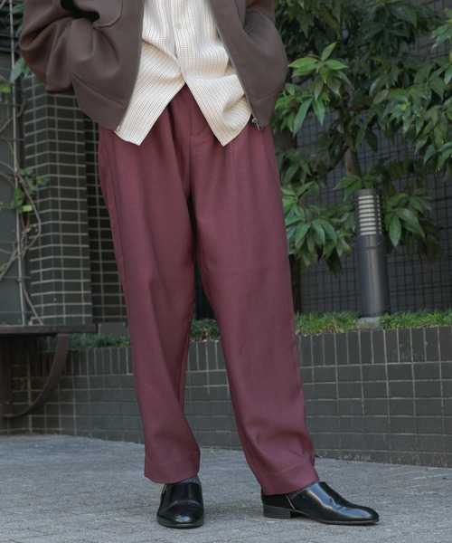 SENSE OF PLACE by URBAN RESEARCH(センスオブプレイスバイアーバンリサーチ)の「ウールライクダブルタックテーパードパンツ(スラックス・メンズ・ブラウン/ライトベージュ/ブラック/ミント/ボルドー/ブルー・LARGE/SMALL/MEDIUM)」の6枚目の写真