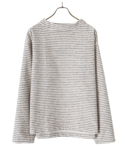 BALLAST ARK（バラストアーク）の「BALLAST ARK / バラストアーク：NEP BORDER PULL OVER：BA06-T002[AST]（Tシャツ/カットソー・メンズ・ホワイト×ネイビー/ブラウン系その他・L/M）」の2枚目の写真