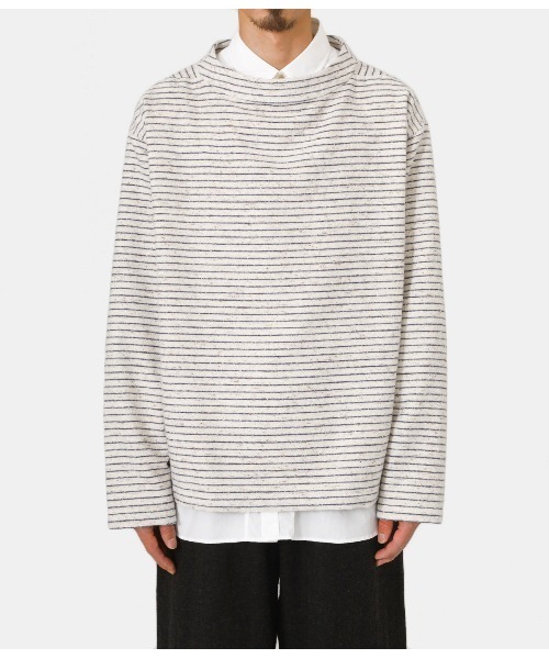 BALLAST ARK（バラストアーク）の「BALLAST ARK / バラストアーク：NEP BORDER PULL OVER：BA06-T002[AST]（Tシャツ/カットソー・メンズ・ホワイト×ネイビー/ブラウン系その他・L/M）」の7枚目の写真