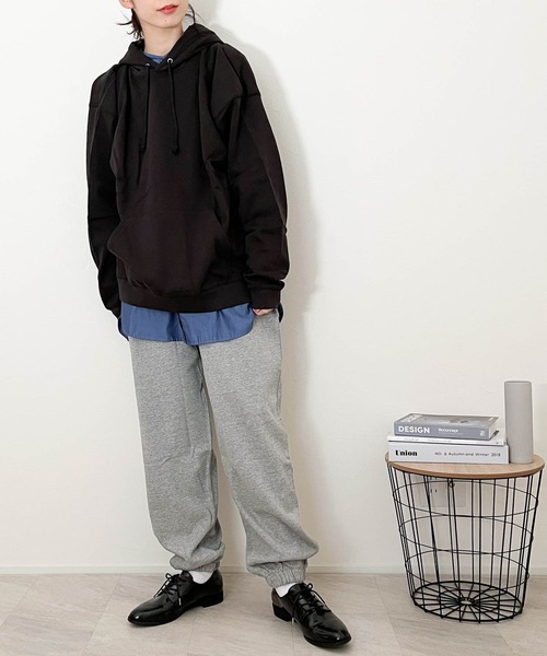Ritzy（リッツィー）の「裏起毛プルパーカー レディース メンズ（パーカー・メンズ・ネイビー/オフホワイト/杢グレー/ブラック/アッシュ/グリーン・LARGE/X-LARGE/MEDIUM）」の12枚目の写真