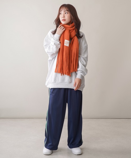 SPINNS（スピンズ）の「タグデザイン アクリル大判ストール（マフラー・レディース・オレンジ/ブラック/グリーン・ONESIZE）」の7枚目の写真