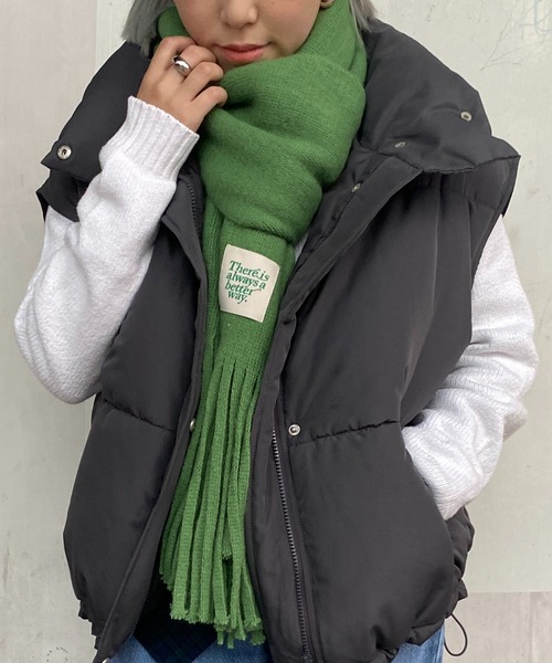 SPINNS（スピンズ）の「タグデザイン アクリル大判ストール（マフラー・レディース・オレンジ/ブラック/グリーン・ONESIZE）」の17枚目の写真