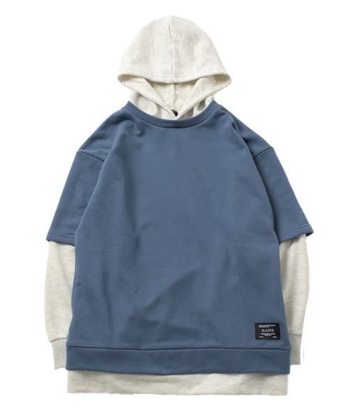 GLAZOS（グラソス）の「裏毛・袖レイヤードパーカー（パーカー・キッズ・ブラック/ダークグリーン/グレー/ブルー・150cm/160cm/140cm/170cm）」の9枚目の写真