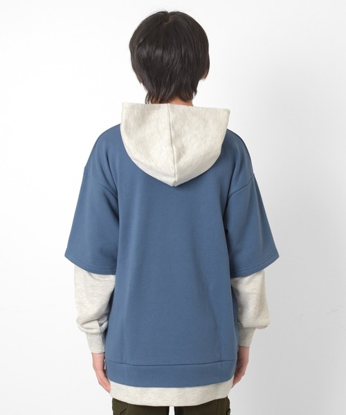 GLAZOS（グラソス）の「裏毛・袖レイヤードパーカー（パーカー・キッズ・ブラック/ダークグリーン/グレー/ブルー・150cm/160cm/140cm/170cm）」の12枚目の写真