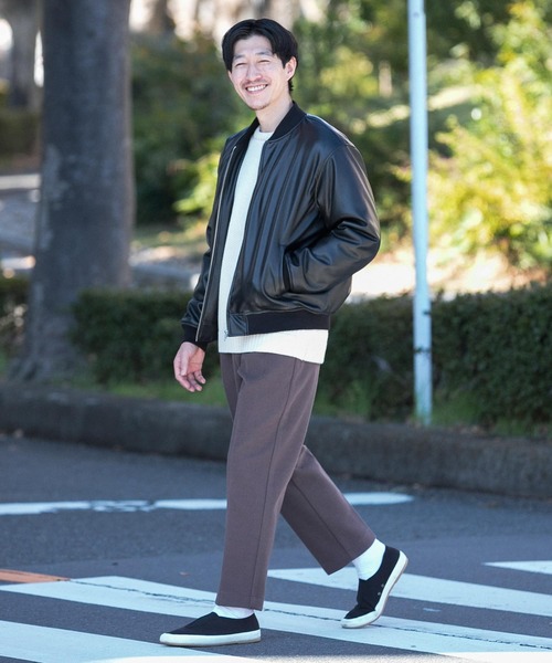 ITEMS URBANRESEARCH(アイテムズ アーバンリサーチ)の「レザータッチ 中綿リブブルゾン(ブルゾン・メンズ・カーキ/ネイビー/ブラック・LARGE/MEDIUM)」の13枚目の写真