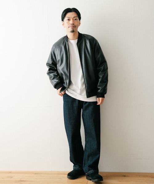 ITEMS URBANRESEARCH(アイテムズ アーバンリサーチ)の「レザータッチ 中綿リブブルゾン(ブルゾン・メンズ・カーキ/ネイビー/ブラック・LARGE/MEDIUM)」の20枚目の写真