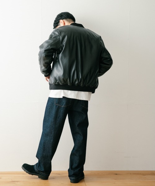 ITEMS URBANRESEARCH(アイテムズ アーバンリサーチ)の「レザータッチ 中綿リブブルゾン(ブルゾン・メンズ・カーキ/ネイビー/ブラック・LARGE/MEDIUM)」の21枚目の写真