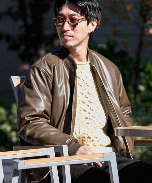 ITEMS URBANRESEARCH(アイテムズ アーバンリサーチ)の「レザータッチ 中綿リブブルゾン(ブルゾン・メンズ・カーキ/ネイビー/ブラック・LARGE/MEDIUM)」の22枚目の写真